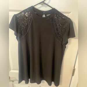 Black Lace Short Sleeve Top